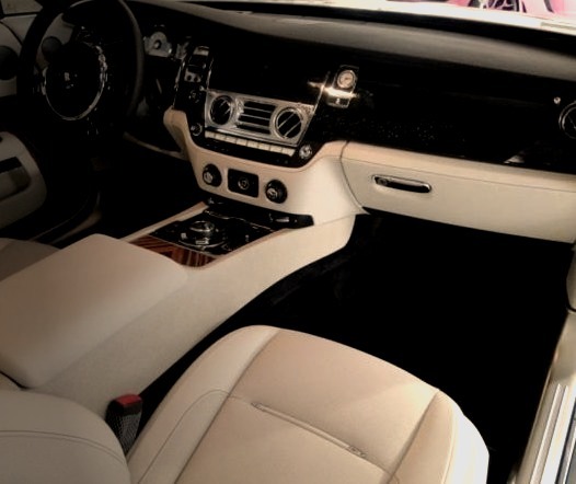 White and Black Rolls Royce Interior Cabinwww.DiscoverLavish.com
